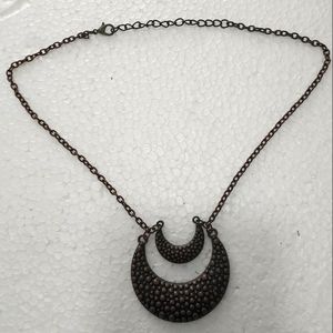 Vintage 16 inch necklace dark copper color double crescent moon